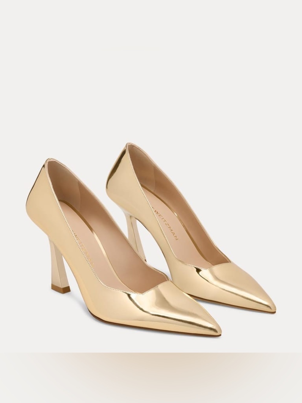 Stuart Weitzman Metallic Gold Pointed Toe Pumps
